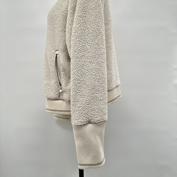Athleta Fleece Jacket XL Tugga Sherpa Ivory Cream Full Zip Cozy Teddy Pockets - Picture 6 of 15